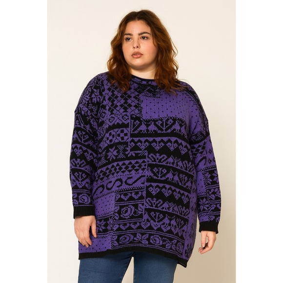 Stefano Unisex Totally Rad Ugly Christmas Sweater Purple Vintage‎ 80's One Size - Picture 1 of 8